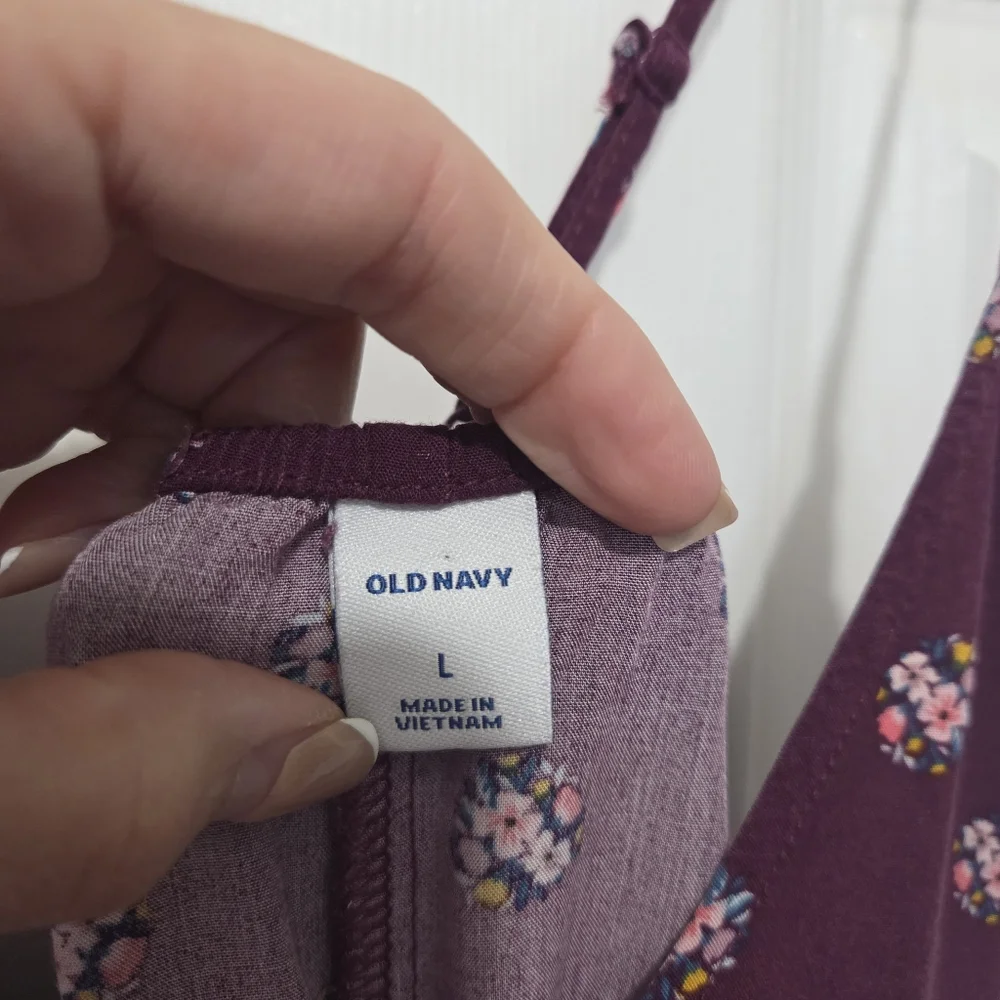 Old Navy Purple Floral V-Neck Maxi Flowy Shift Dress Size Large Boho Summer - Picture 7 of 9